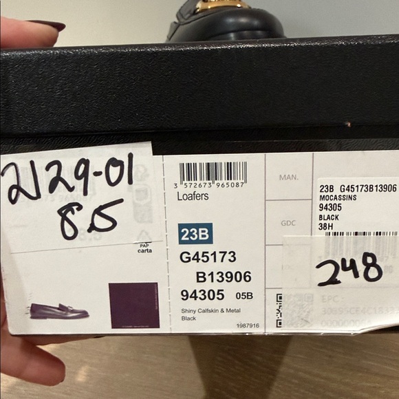 Brand new authentic CHANEL Black Leather Loafers with Gold CC Accent - Picture 5 of 5